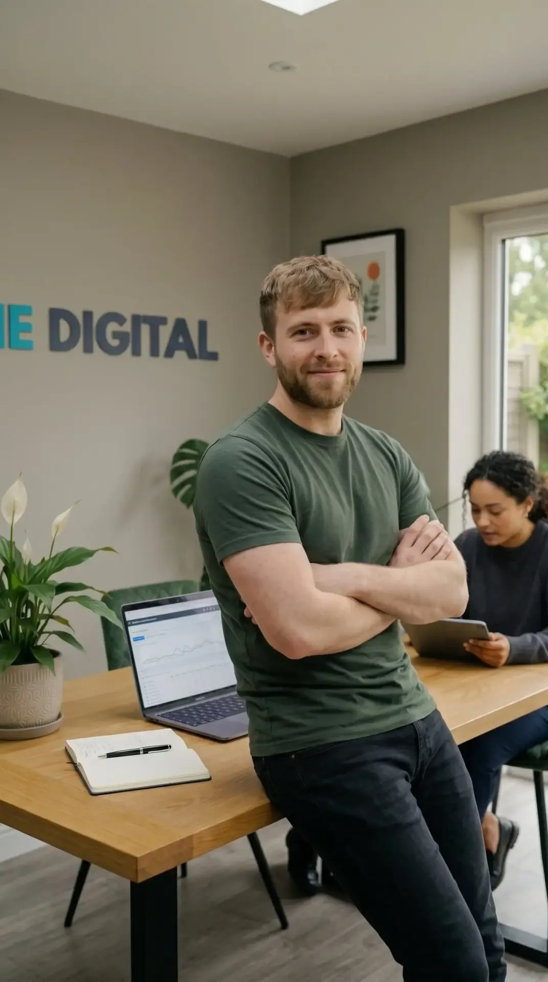 James, Google Ads specialist at Colne Digital, standing in the agency's modern office while helping businesses across the UK grow through expert Google Ads management.